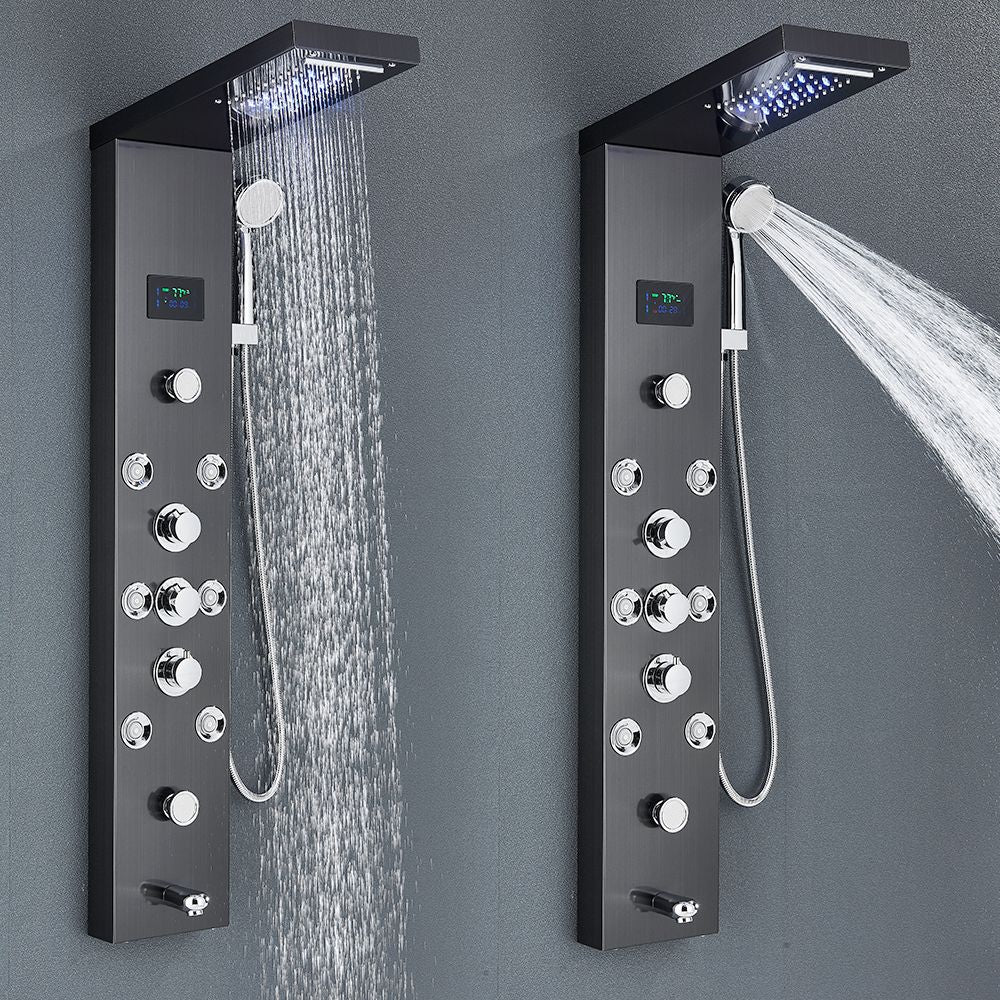 Sistema de Torre de Painel de Chuveiro de LED Coluna de Chuveiro de Cascata de Chuva com Tela LCD de Hidroeletricidade com Torneira de Chuveiro de Spa de Corpo com Massagem