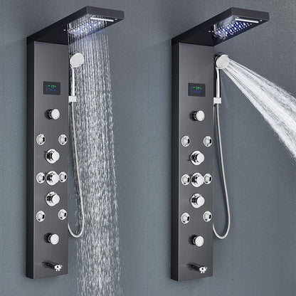 Sistema de Torre de Painel de Chuveiro de LED Coluna de Chuveiro de Cascata de Chuva com Tela LCD de Hidroeletricidade com Torneira de Chuveiro de Spa de Corpo com Massagem