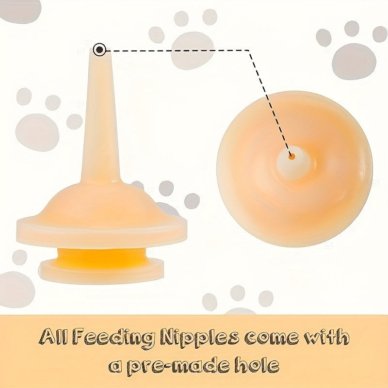 12 bicos de silicone para alimentação com seringa reutilizável para gatos, adequada para filhotes recém-nascidos de gatos, cachorros, animais de estimação, animais selvagens, coelhos