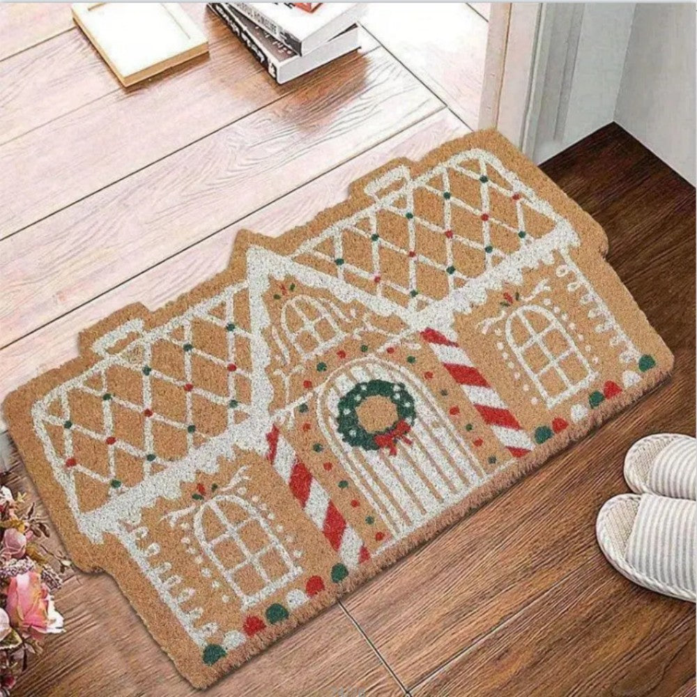 VIAMA Christmas Faux Cashmere Rug - Unique Shape Soft Non-Slip Bathroom Mat for Bedroom & Holiday Home Decor