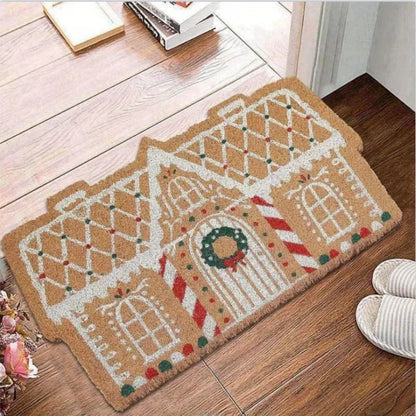 VIAMA Christmas Faux Cashmere Rug - Unique Shape Soft Non-Slip Bathroom Mat for Bedroom & Holiday Home Decor