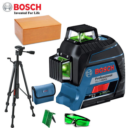 Nível a Laser Verde Bosch 12 Linhas 360 Nível a Laser GLL3-60XG Projeção de Linha de Marcação para Decoração Residencial Nível a Laser para Exterior