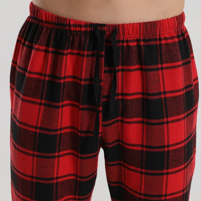 Fashionable casual plaid red plaid pajama pants new men's plaid pajamas soft and comfortable elastic waistband slacks
