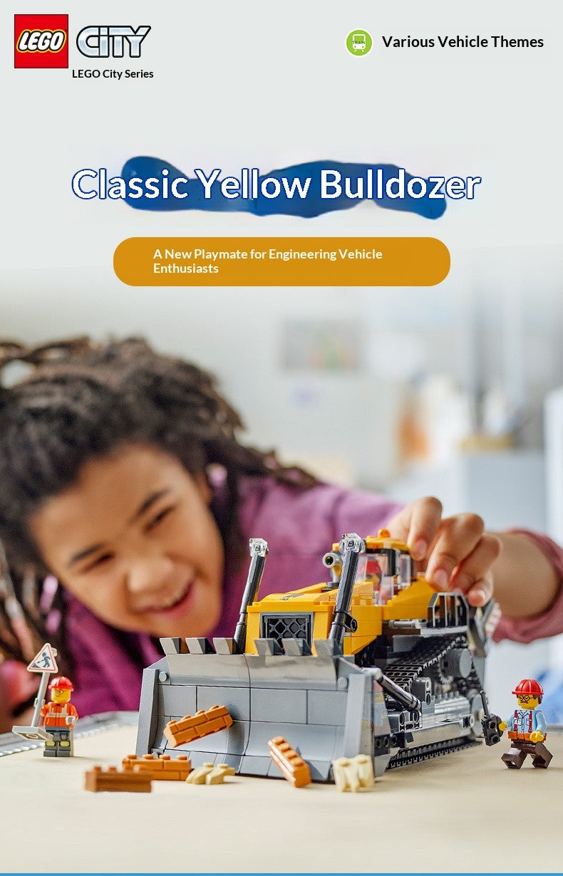 LEGO Blocos de Montar Série Cidade 60466 Trator de Esteira Amarelo Brinquedos para Meninos e Crianças Presentes de Aniversário e Natal