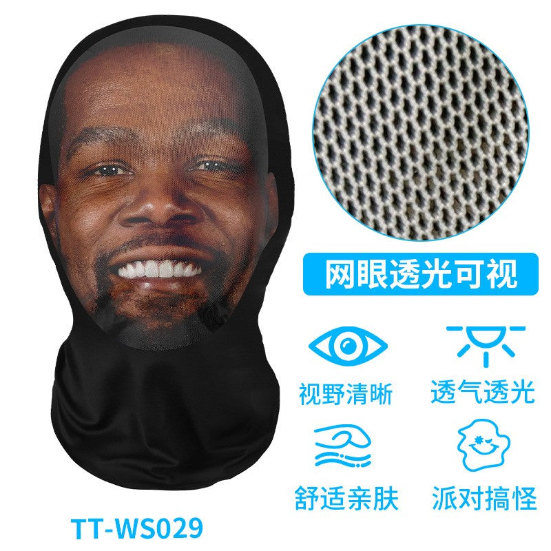 New 3D Printed Funny Mask Elastic Mesh Disguise Full Face Mask for Men Women Cosplay Headwear Hip Hop Fashion Hood Hat Headgear