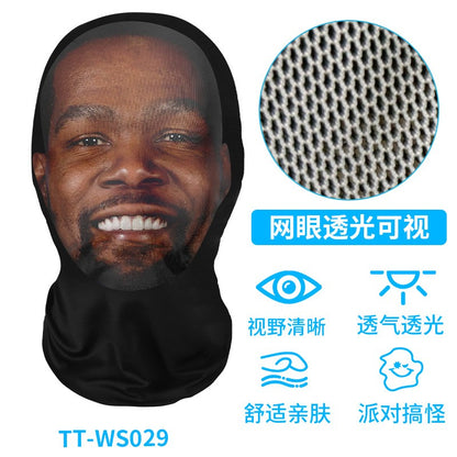 New 3D Printed Funny Mask Elastic Mesh Disguise Full Face Mask for Men Women Cosplay Headwear Hip Hop Fashion Hood Hat Headgear