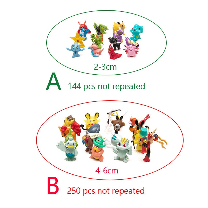 Mini Figuras Pokémon 144 de 2-3cm/250 de 4-6cm Modelo Anime Diferentes Estilos Bonecas Fofas Brinquedos Pikachu Pokémon Go Presentes de Aniversário para Crianças