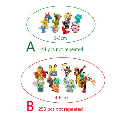 Mini Figuras Pokémon 144 de 2-3cm/250 de 4-6cm Modelo Anime Diferentes Estilos Bonecas Fofas Brinquedos Pikachu Pokémon Go Presentes de Aniversário para Crianças