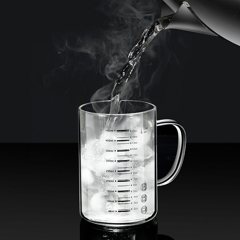 Y-244 Copo de Leite Caneca de Café Copo Medidor Graduado com Alça de Vidro Borossilicato Copos Medidores de Qualidade Alimentar Multifuncionais