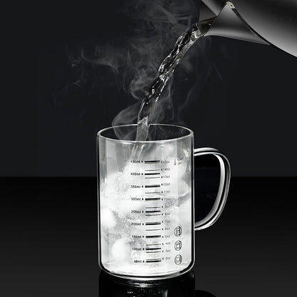 Y-244 Copo de Leite Caneca de Café Copo Medidor Graduado com Alça de Vidro Borossilicato Copos Medidores de Qualidade Alimentar Multifuncionais