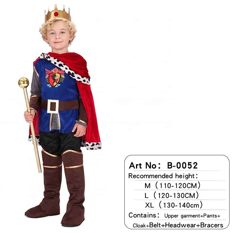 Boy King Prince Role Playing Costume Royal Set Prince Crown Cloak Halloween Birthday Makeup Party Gorgeous Dress Up No scepter