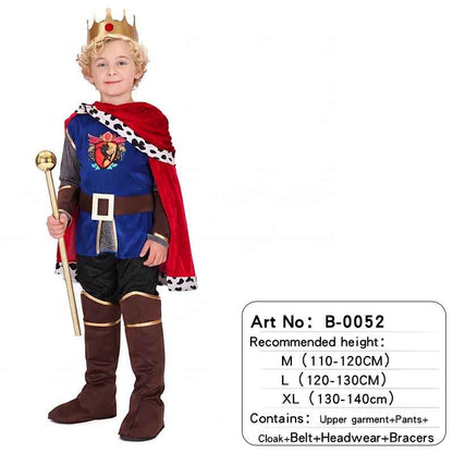 Boy King Prince Role Playing Costume Royal Set Prince Crown Cloak Halloween Birthday Makeup Party Gorgeous Dress Up No scepter