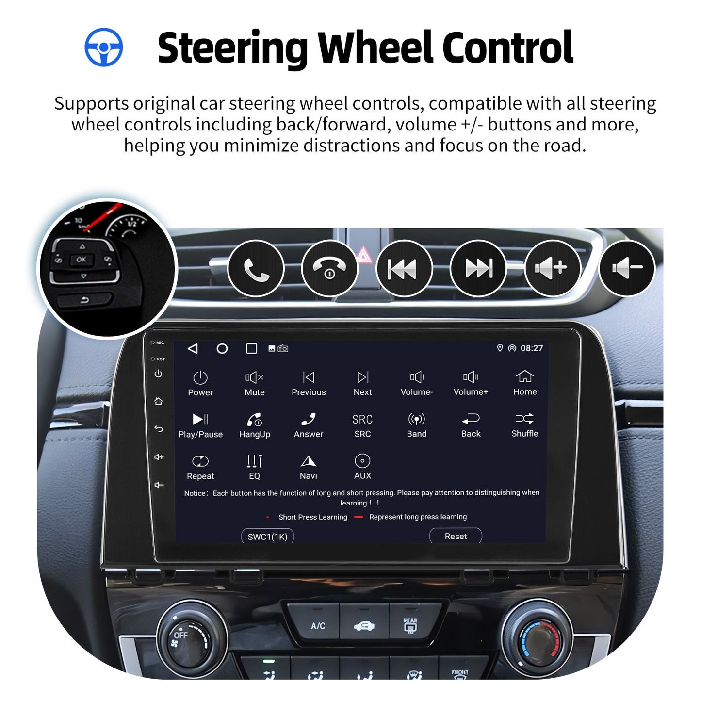 Para Honda CRV CR-V 2017-2021 CarPlay Android 14.0 Aparelho de Som Automotivo Rádio GPS Navegação Bluetooth WiFi 2+32GB Unidade Principal SWC ASP FM/RDS
