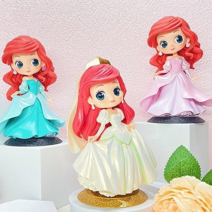Bandai Disney A Pequena Sereia Anime Qposket Personagens Ariel Linha Glitter Boneco de Ação Modelo Colecionável Brinquedos Presente de Aniversário