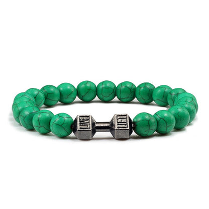 Pulseira Feminina/Masculina Ajustável Desgastada Preta, com Contas, Haltere, Joias de Yoga, Braceletes Originais