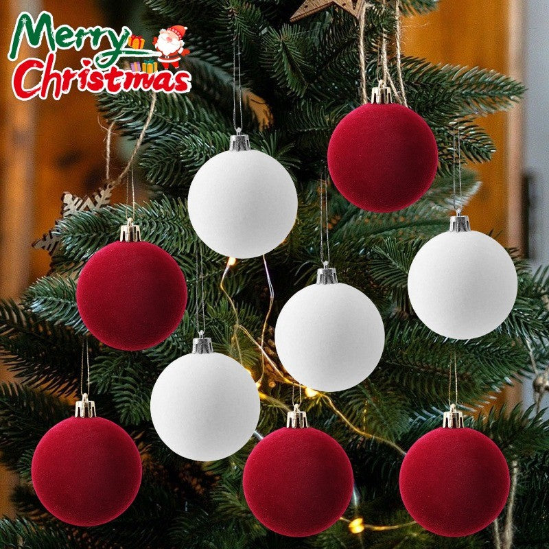 1/30pcs Wine Red Christmas Ball Velvet Round Christmas Balls Xmas Tree Ornaments Ball Hanging Pendants New Year Party Decor