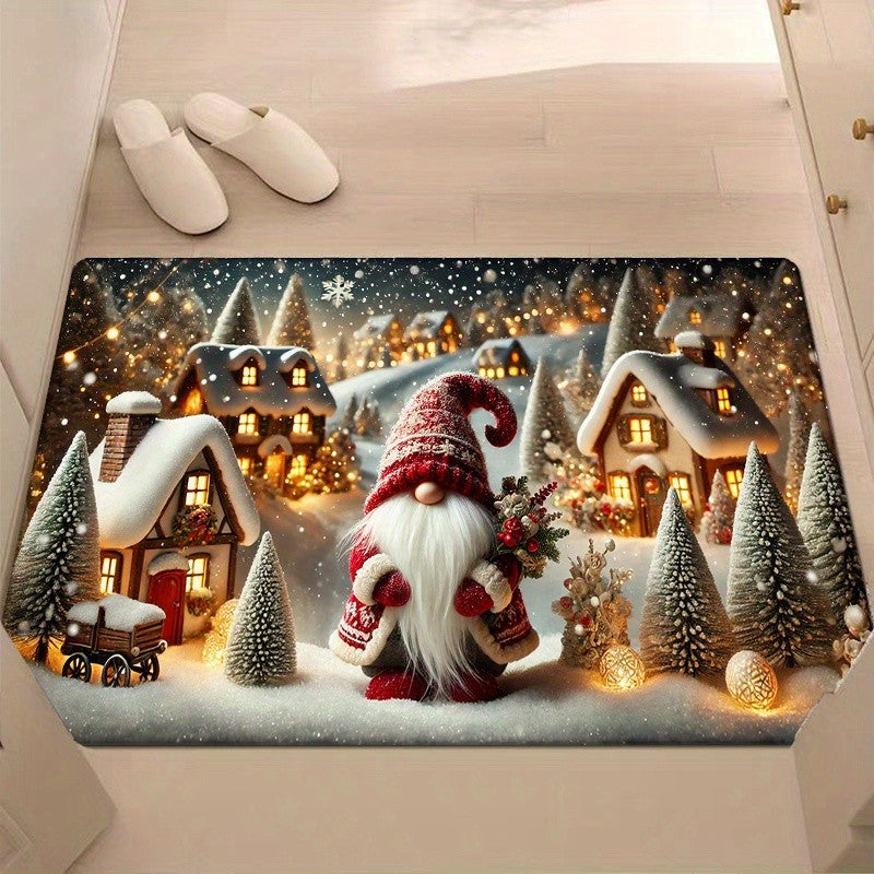 VIKAMA Winter Christmas Snowman Rug Suitable for Bedroom and Living Room Soft and Comfortable Floor Mat Home Decor