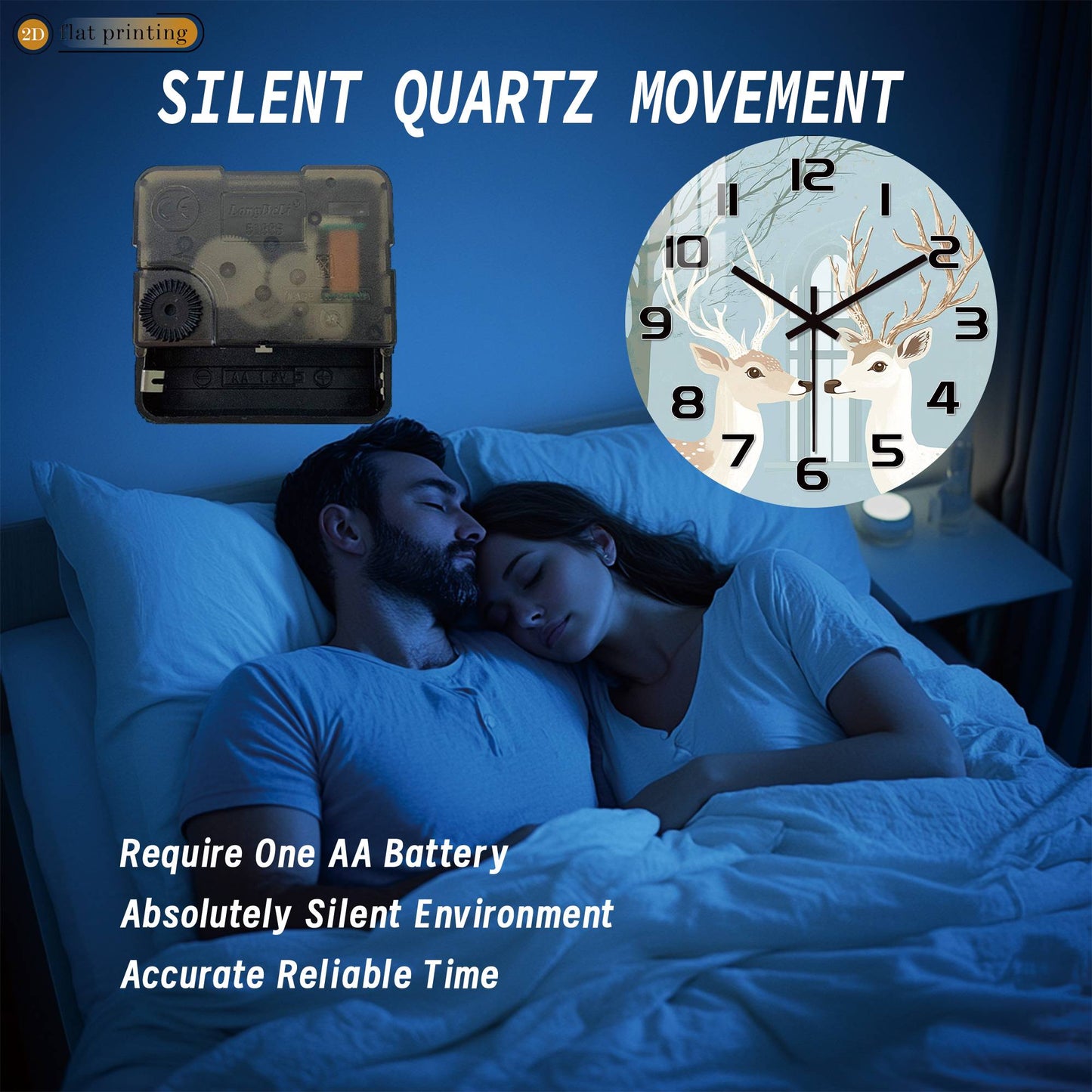 White Horse Snowy Landscape Wall Clock, Golden Ornamental Winter Scene, Festive Dreamy Unicorn-Inspired Home Decor