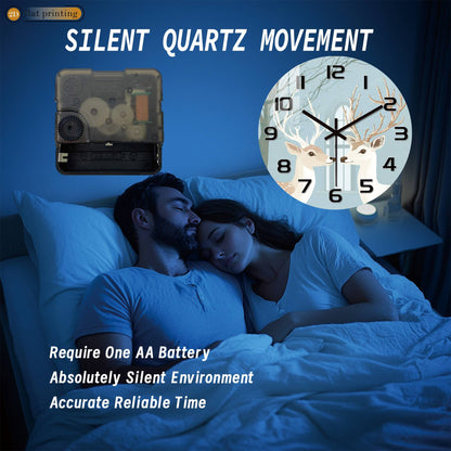 White Horse Snowy Landscape Wall Clock, Golden Ornamental Winter Scene, Festive Dreamy Unicorn-Inspired Home Decor