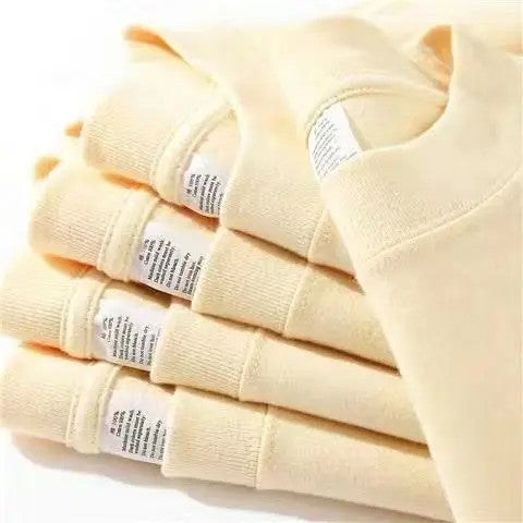 Cotton Solid Color Long-sleeved T-shirt Spring Autumn O-neck Bottoming Tops Men Women Purple Heavy Casual T-shirts for Couples