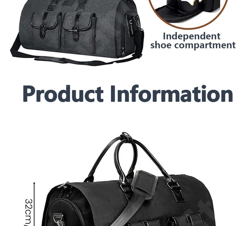 2025 New Men Waterproof Weekend Travel Work Large Capacity Multifunctional Hand Luggage Storage Two-in-One Convertible Suit Bag