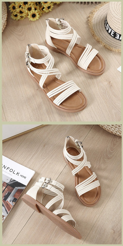 New 2025 European And American Fashion Comfortable Breathable Exposed Toe Thick Sole Soft Sole Crossed Roman Sandal Boots