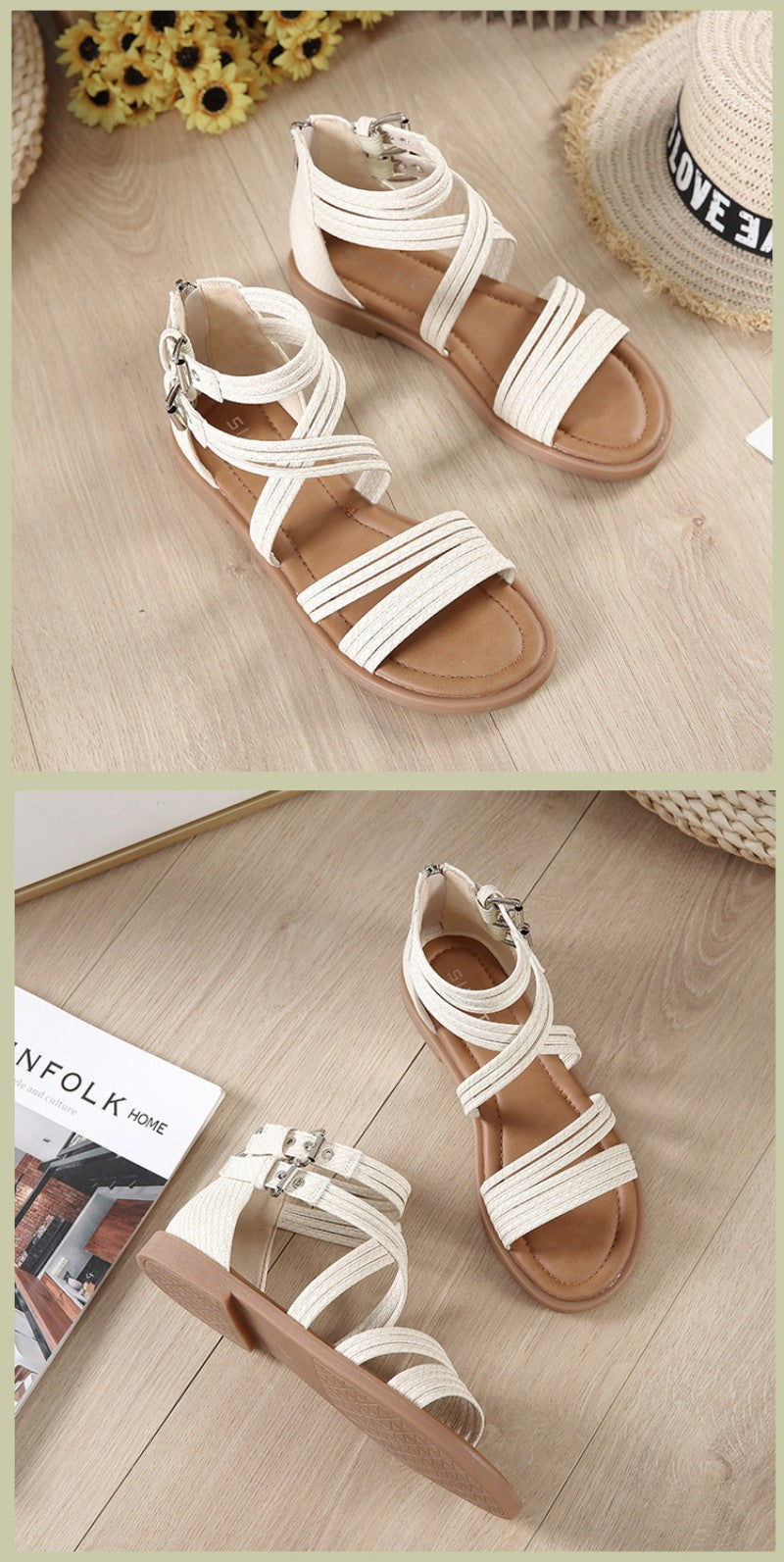 New 2025 European And American Fashion Comfortable Breathable Exposed Toe Thick Sole Soft Sole Crossed Roman Sandal Boots