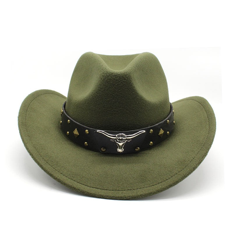 New Women's Men's Wool Western Cowboy Hat For Gentleman Lady Winter Autumn Jazz Cowgirl Cloche Sombrero Caps 2 Big Size