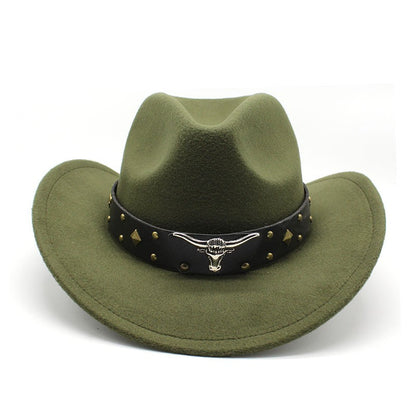 New Women's Men's Wool Western Cowboy Hat For Gentleman Lady Winter Autumn Jazz Cowgirl Cloche Sombrero Caps 2 Big Size