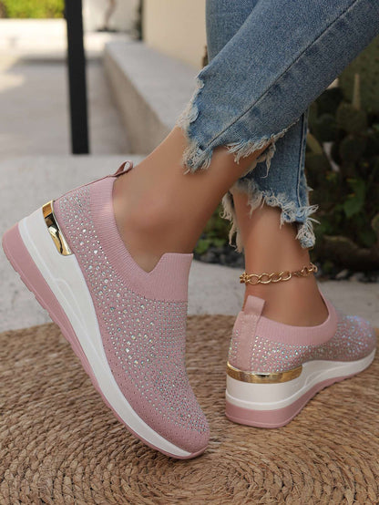 Women Wedges Platform Sneakers Autumn Fashion Round Toe Casual Sports Slip-on Shoes Woman Non Slip Vulcanized Shoes Plus Size 44