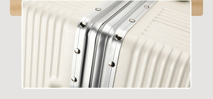 Suitcase Front Opening Pocket Aluminum Alloy Frame Rolling Luggage with USB Charging Plug Trolley Carry-on Case Bag with Wheel