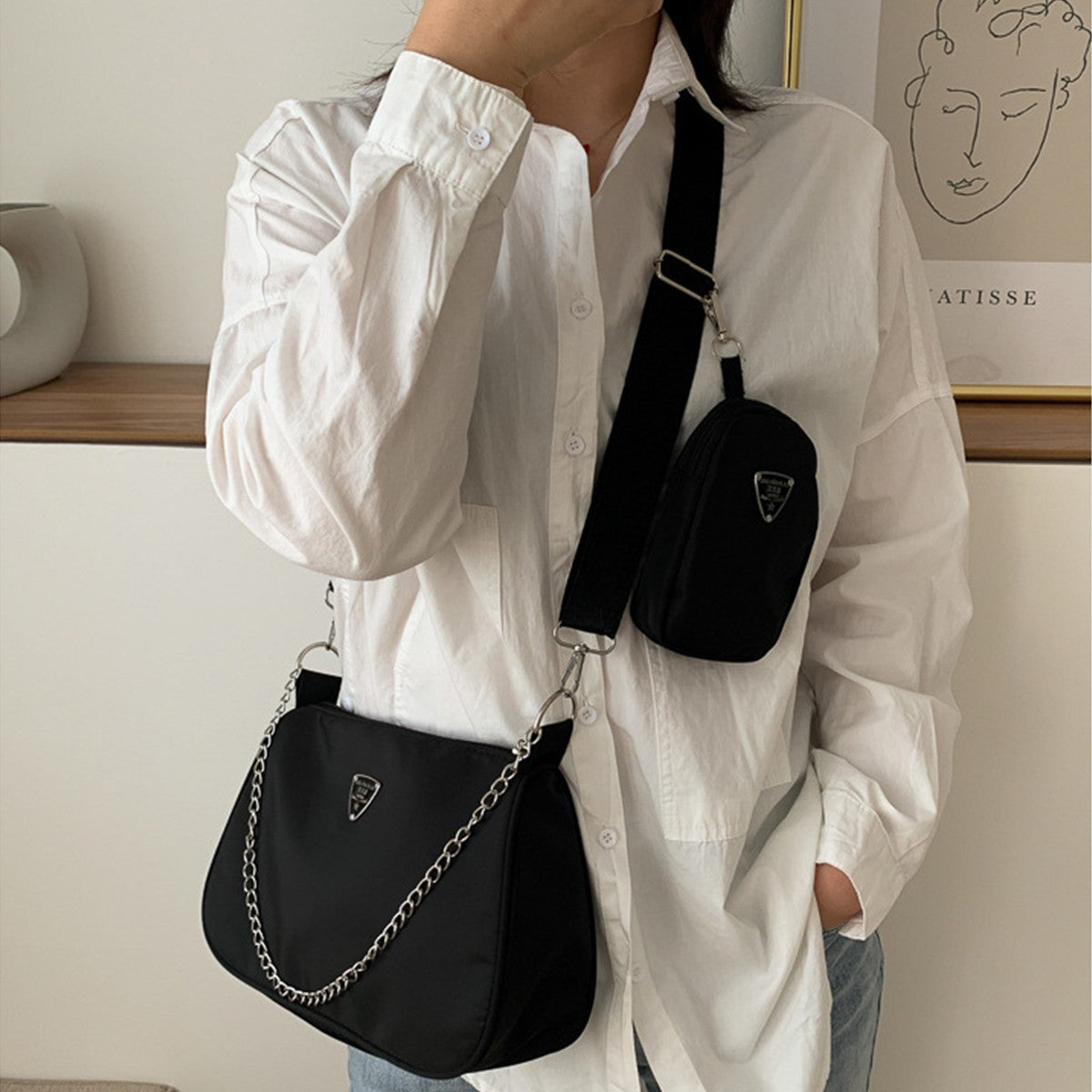 Nylon Crossbody Bag For Women Fashion Portable Casual Underarm Bag Students Cross Body Bag
