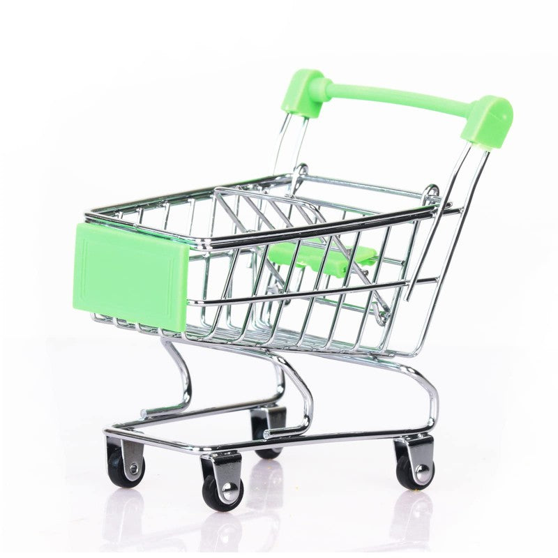 Mini Supermarket Shopping Trolley Cart Desktop Model Children's Toys Home Decoration Miniature