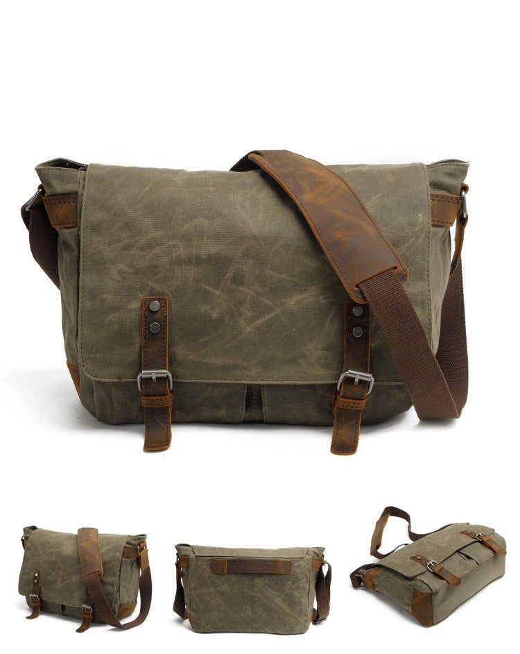 New Fashion Thick Wax Canvas Men Shoulder bag Messenger bag Men Crossbody Bag Vintage male Leisure Sling bag Casual Boy