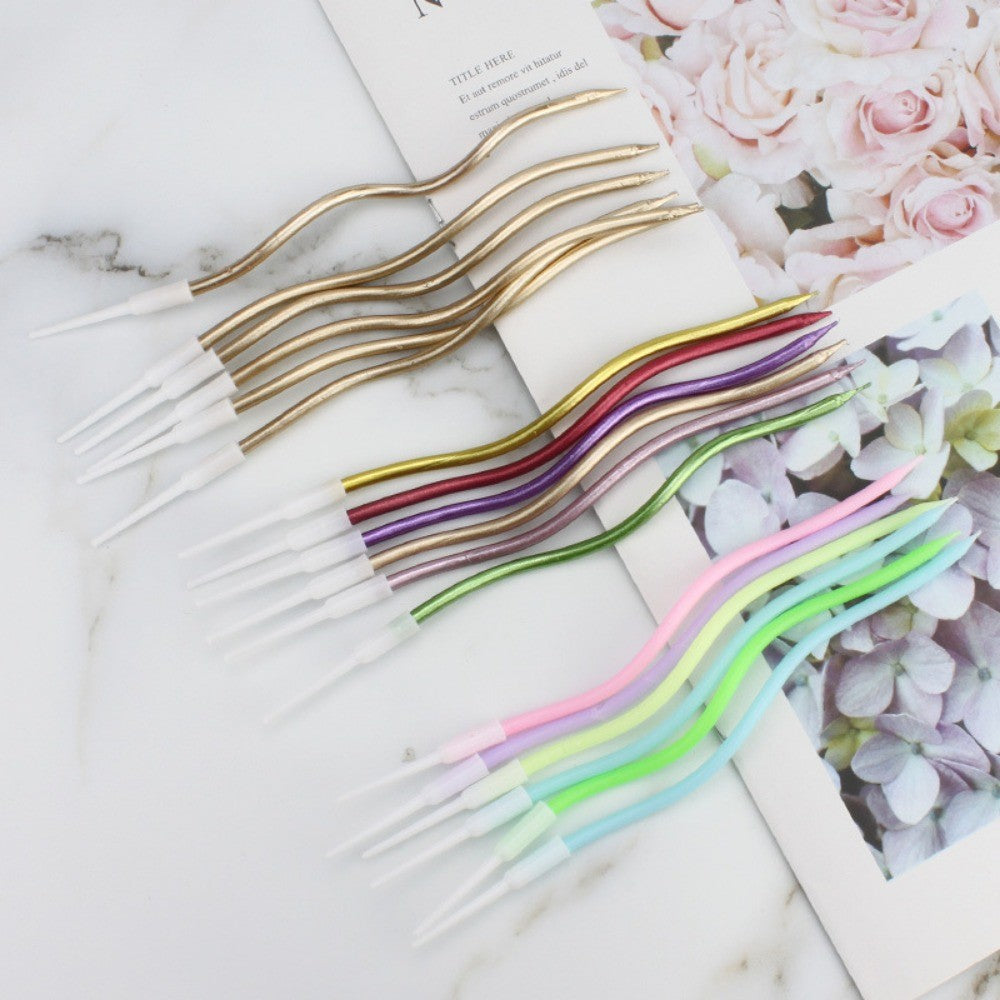 6/12/48pcs Birthday Candles Spiral Cake Candles  Long Thin Cake Candles For Wedding Party And Cake Decoration