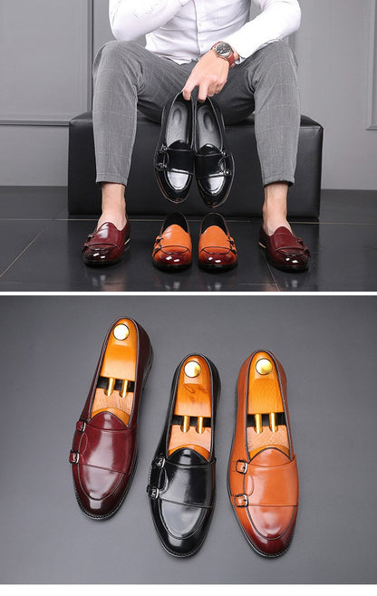 Man Shoes Leather Loafers designer Fashion Slip-on Casual Comfortable Double Monk Dress Shoe