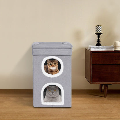 Casa para Gatos, Cama Interna para Gatos, Apartamento Moderno e Fofo para Gatos, Ninho Dobrável para Gatos - Cinza?para Uso Doméstico, Pet Shop