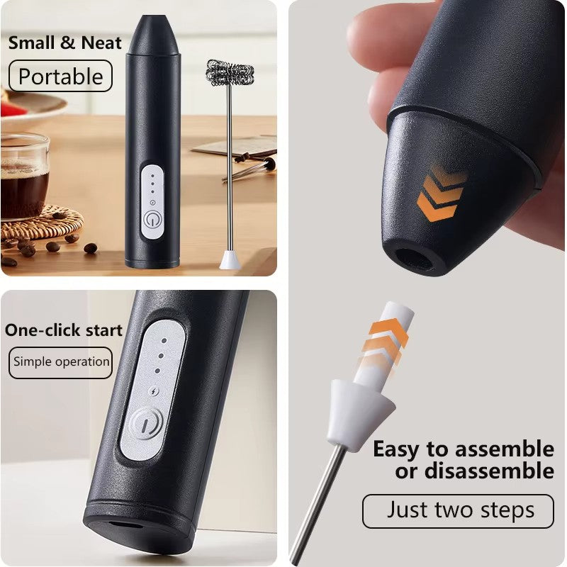 Electric milk frother, 3-speed coffee machine, handheld egg beater, household kitchen tool, food ingredient mixer