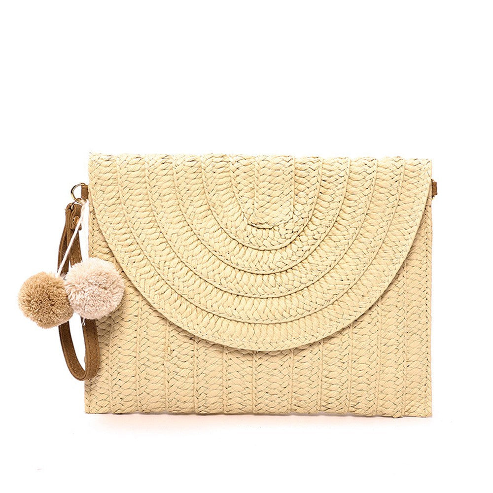 Handmade Ladies Straw Woven Bags Women Summer Holiday Beach Casual Clutch Purse Elegant Shoulder Handbag Raffia Envelope Wallets