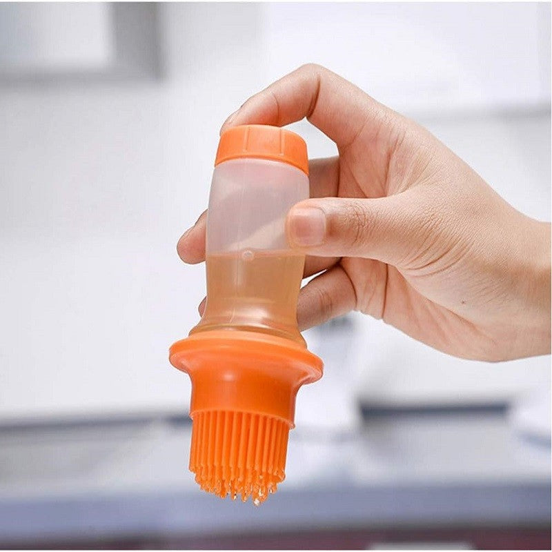 Silicone Pressing Oil Bottle Brush with Lid Baking Sauce Bottle Salad Dressing Bottle Barbecue Sauce Brush Oil Brush Tool