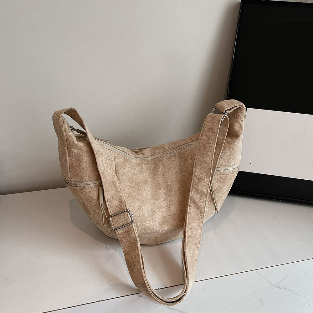 Imitation Suede Bag, New Crossbody Bag, Women's Bag, High-End Feel, Shoulder Bag, Large Capacity Commuting Dumpling Bag
