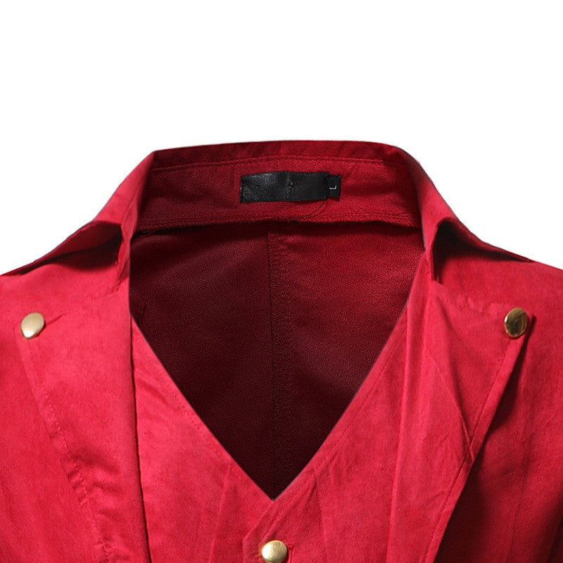 New 2025 Vintage Gothic Steampunk Tailcoat Men Slim Fit Long Sleeve Blazers Male Fashion Party Banquet Halloween Cosplay Costume