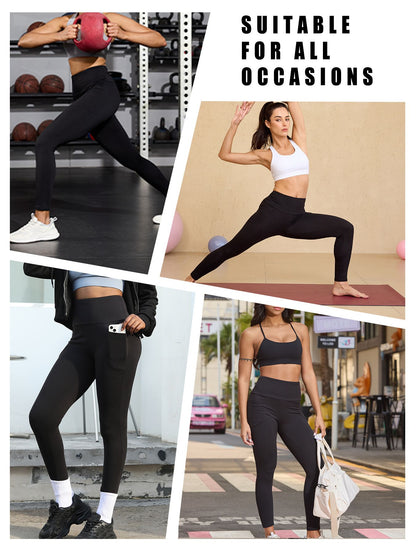 Super Soft Sports Leggings With Pockets For Women High Waisted Workout Yoga Running Push Up Gym Fitness Tight Pants Women's