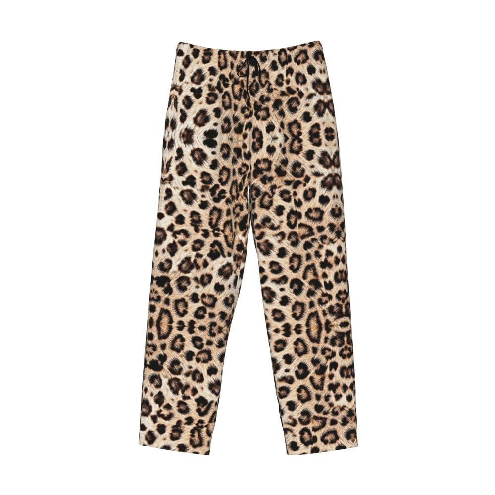 Custom Leopard Print Pajama Pants Men's Animal Skin Sleepwear Lounge Sleep Bottoms Stretch with Pockets