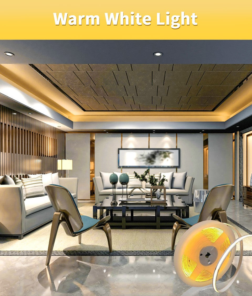 24V 12V COB LED Strip Light 8mm 320LEDs/M High Density Flexible Diode Tape Ribbon for Room Decor 1M 2M 3M 5M 10M Linear Dimmable