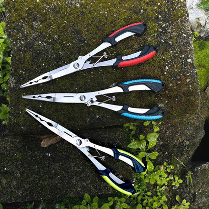 Alicate Luya Multifuncional de Aço Inoxidável Alicate de Pesca Acessórios de Pesca Alicate de Boca de Peixe Gancho Com Cabo de Borracha