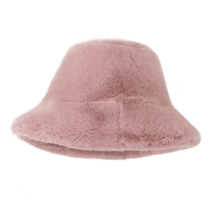 Hot Sale Fluffy Faux Fur Bucket Hats Women Warm Thick Plush Winter Hat Lady Fashion Fisherman Cap Korean Furry Bucket Hat Y2k