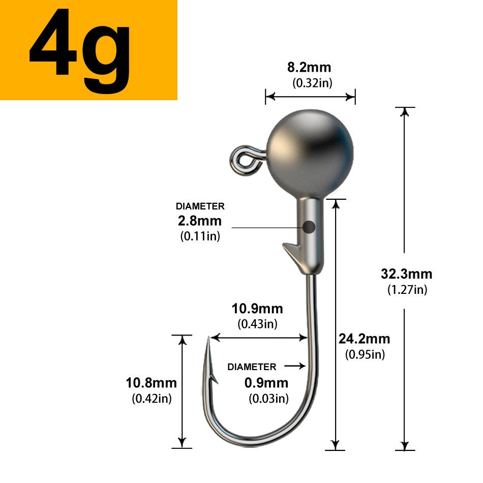 MrLurion 30pçs 1g 2g 3g 5g 10g 14g 18g 22g 25g 28g Anzol tipo jig head, anzol redondo para iscas soft e crank