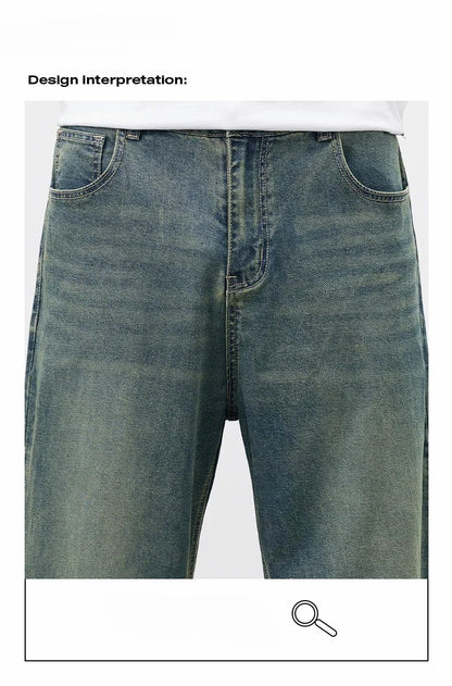2025 Primavera Outono Novas Calças Jeans Masculinas Retas Vintage Casuais Masculinas de Alta Qualidade Estilo Coreano Baggy Calças Jeans de Perna Larga