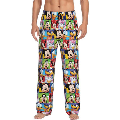 Custom Print Mickey Mouse Donald Duck Pajama Pants Men Sleep Sleepwear Bottoms with Pockets